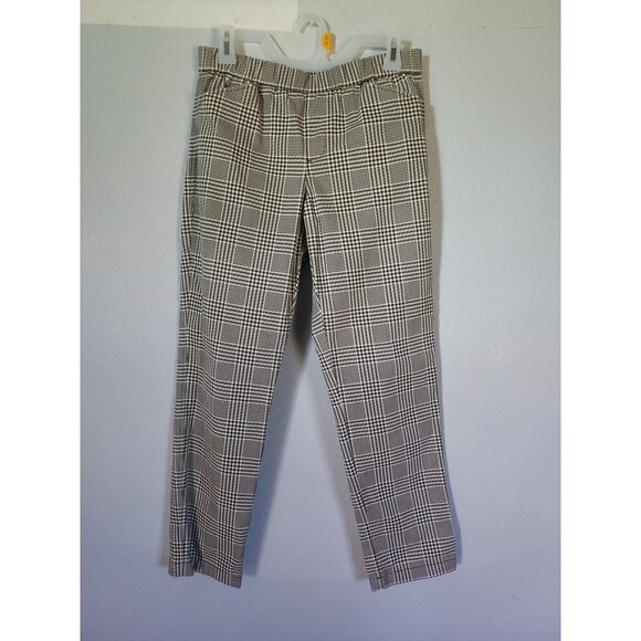 Lands End Womens Black & White Checks Slim Leg Stretch Pull On Pants Size 4 - Picture 1 of 4